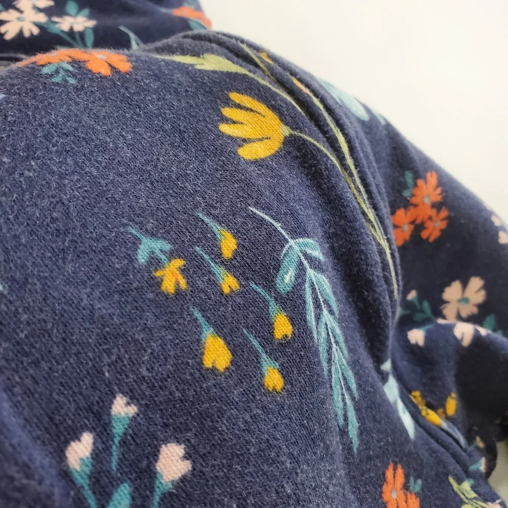 K1353 * Carter's Floral Fleece Onepiece Jumpsuit Navy Blue Size 18M